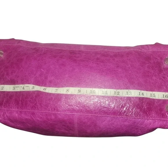 Auth Balenciaga large City Work Giant silver Hardware Magenta Lambskin Bag New - Picture 9 of 15